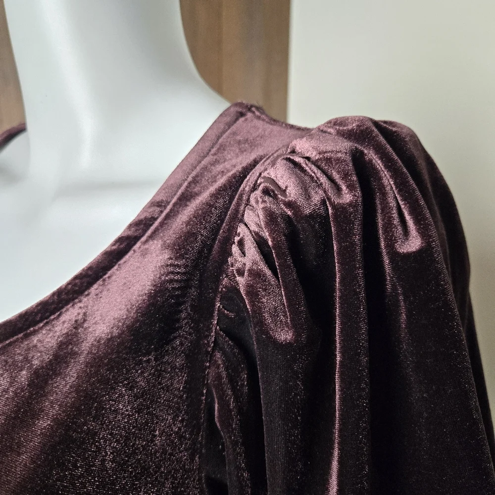 NWT Maurice's Velvet Short Puffy Sleeve Scoop Neck Top - Picture 7 of 14